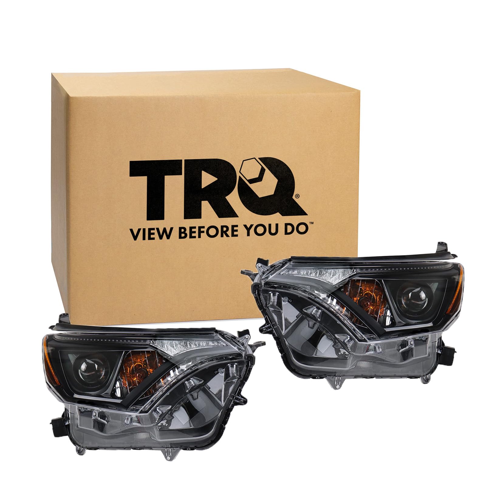 Amazon.com: TRQ 2 Piece Headlight Assembly Set Halogen Black Bezel